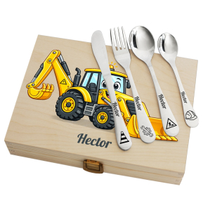 Digger Gift Set with Personalised Cutlery