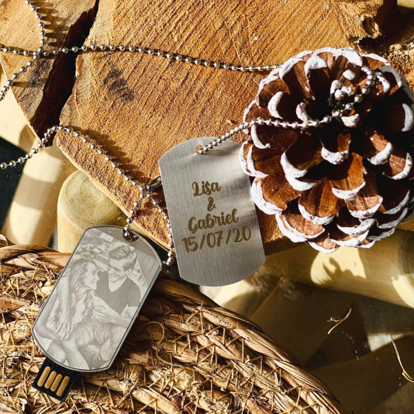 16 GB military dog-tag style USB stick customised with photo