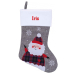 Embroidered grey Christmas stocking with linen effect Embroidered grey Christmas stocking with linen effect