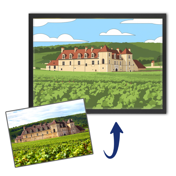 Portrait of a house in flat design style based on a photo