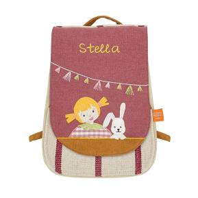 Personalised backpack with child and rabbit