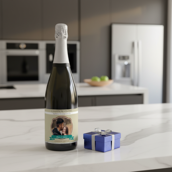 Personalised champagne photo crest