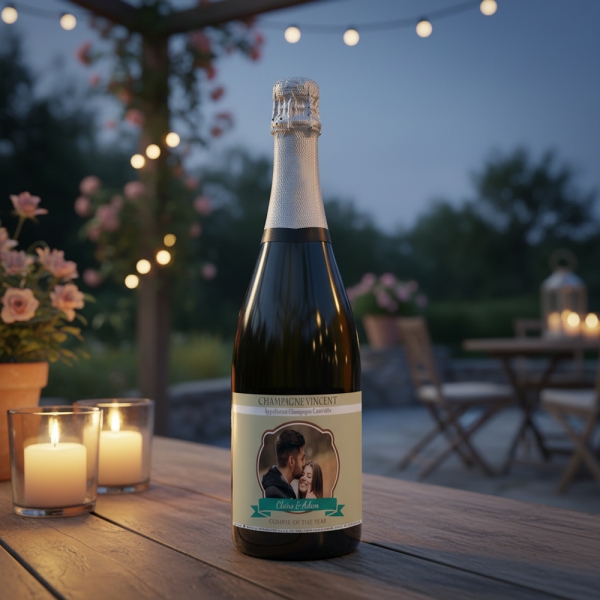 Personalised champagne photo crest