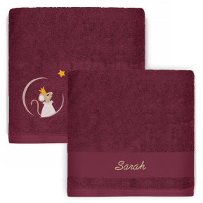 Personalised children's towel 70 x 140 cm - Raspberry Mouse