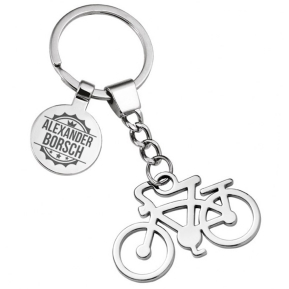 Personalised keyring with bicycle