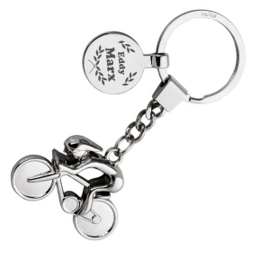 Personalised keyring with racing bicycle