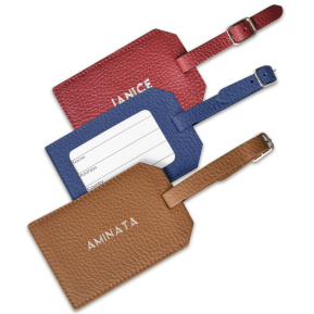 Personalised leather luggage tag