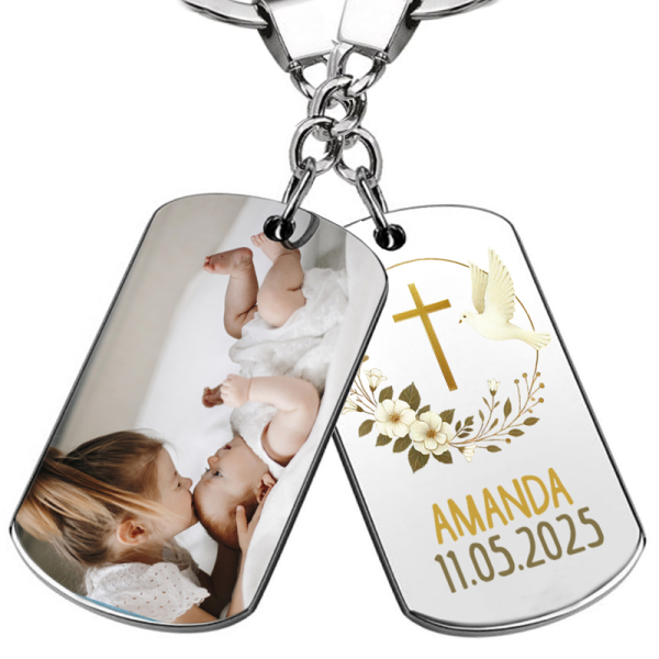 Personalised photo baptism keychain