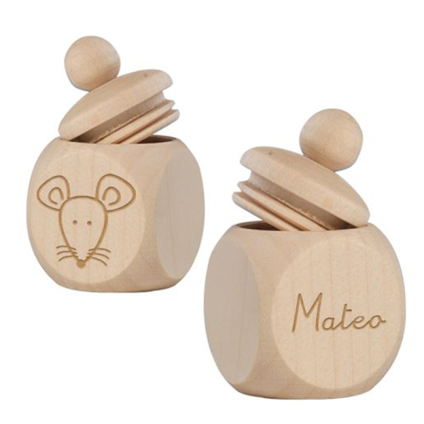 Personalised square wooden tooth box