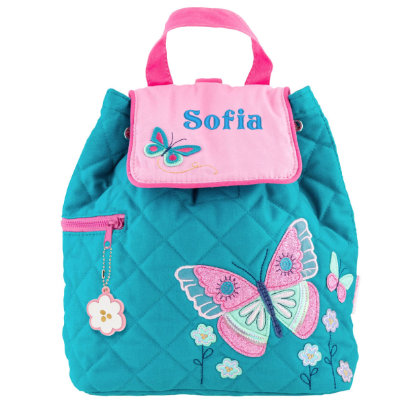 Personalised turquoise butterfly backpack
