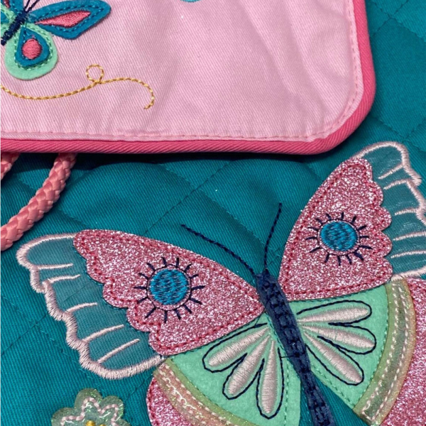 Personalised turquoise butterfly backpack