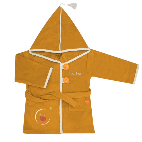 Personalised child bathrobe Yellow Lion