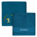 Personalised children's towel 70 x 140 cm � Blue Raccoon