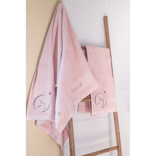 Personalised children's towel 70 x 140 cm � Pink Bunny