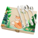 Personalised cutlery set with printed wooden box forest