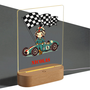 Personalised night light with race car and name