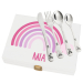 Rainbow box and its personalised cutlery Rainbow box and its personalised cutlery