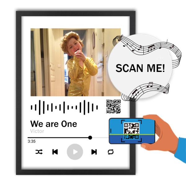 Picture frame with photo and personalised song