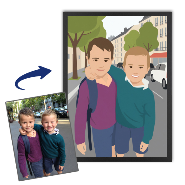 Flat design portrait based on a photo