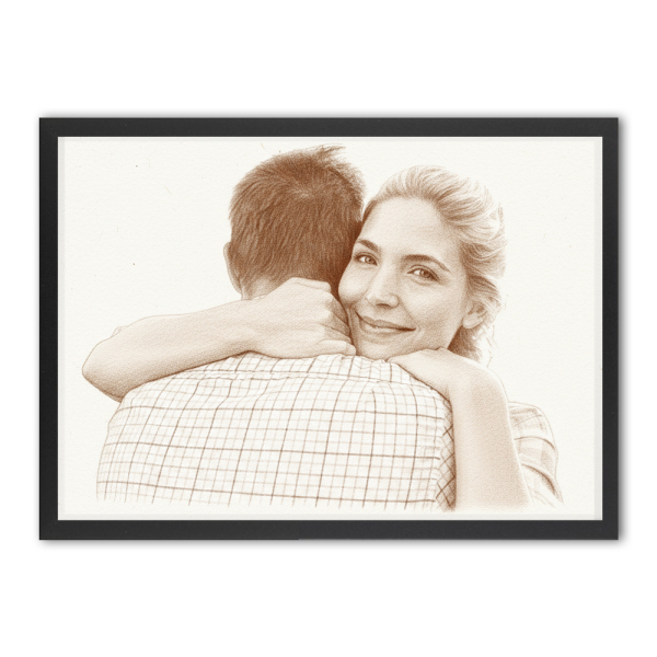 Portrait in a sepia drawing style created from a photo