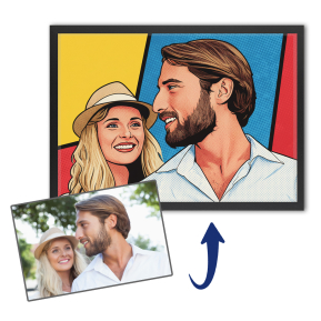 Pop art comic-style portrait from a photo