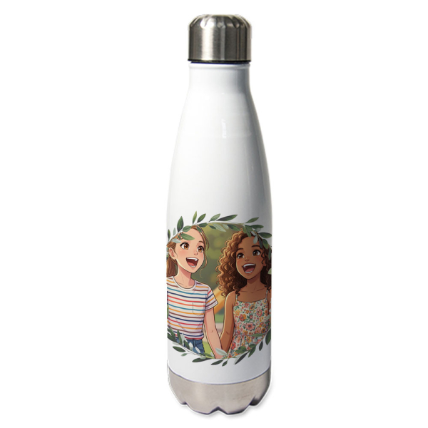 Portrait water bottle in a botanical frame