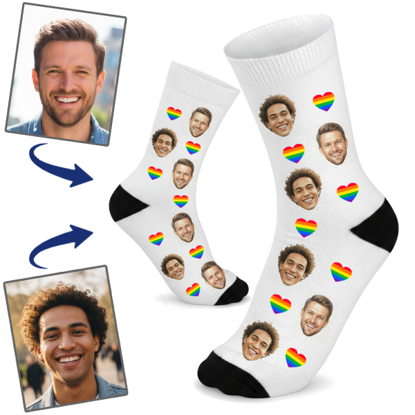 Printed socks with painted-style faces