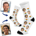 Printed socks with painted-style faces