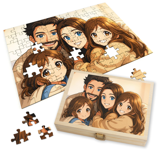 Puzzle of a photo transformed into Manga