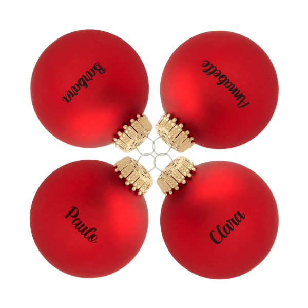 Set of personalised red glass Christmas baubles