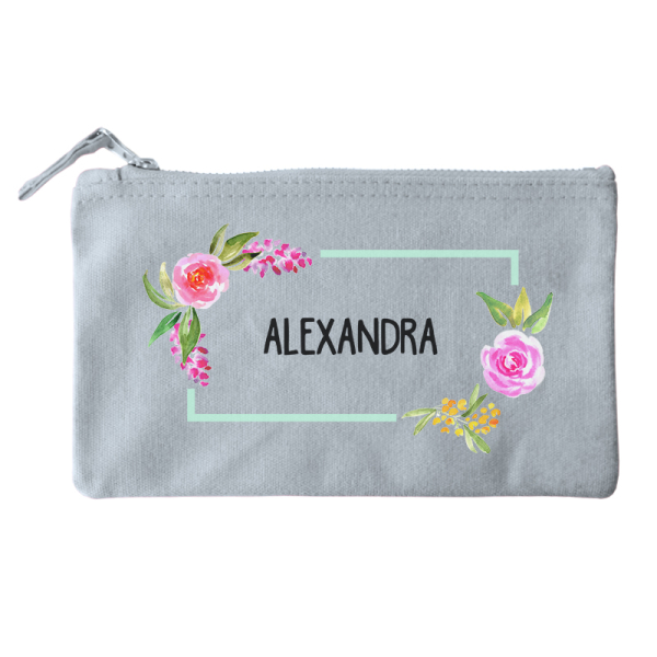 Small cotton pouch � watercolor flowers