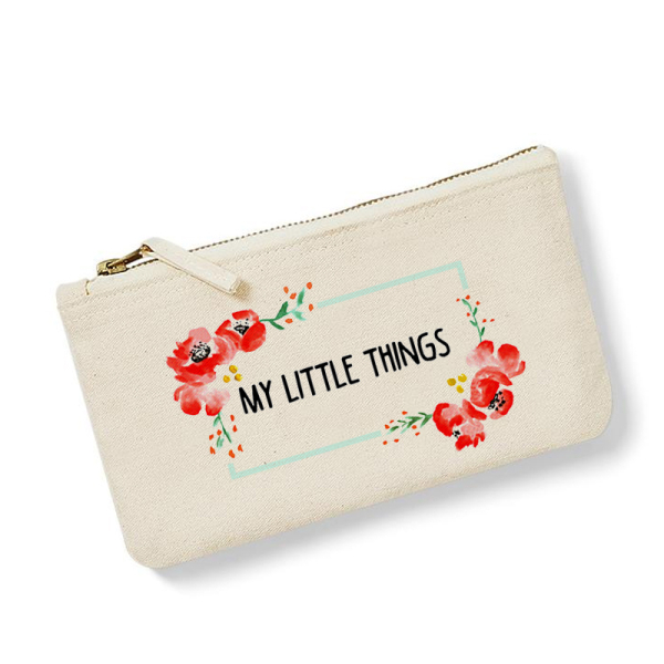 Small cotton pouch � watercolor flowers