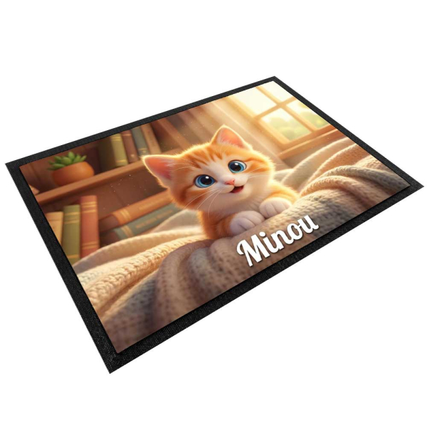 Personalised dog or cat bowl mat in 3D animation style