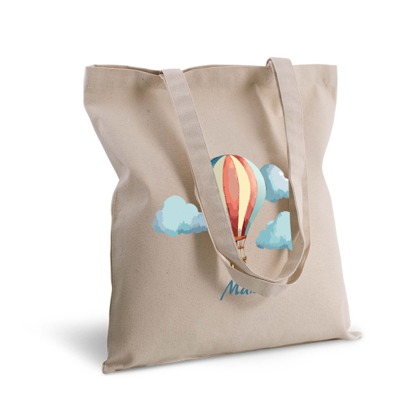 Tote bag with name and hot air balloon print