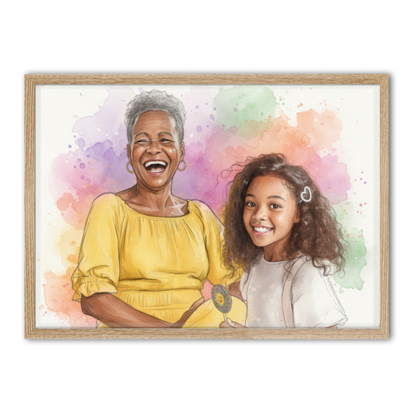 Watercolour-style portrait after photo montage