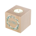 Wooden candleholder with plant crown motif Wooden candleholder with plant crown motif