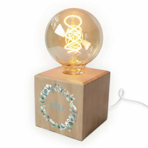 Filament Bulb Lamp Printed Botanical Wreath